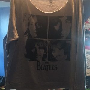 Gray off the shoulder Beatles long sleeve shirt